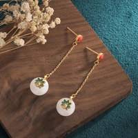 2022 new trendy korean fashion retro hetian jade stud earrings for modern women earrings charm palace style party jewelry gift