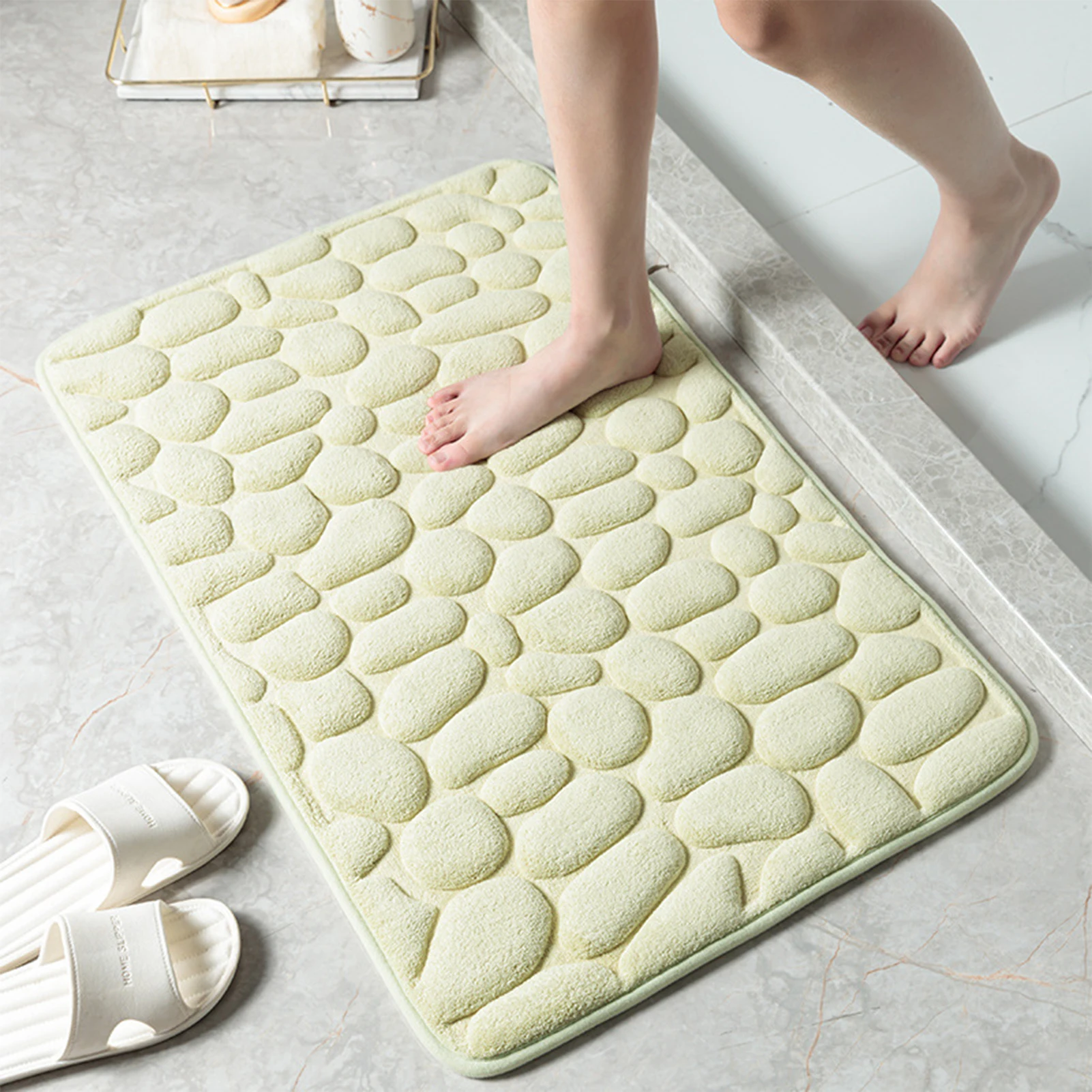 

Super Soft Pebble Mat Memory Foam Carpet Absorbent Non-slip Carpet For Bathroom Durable Slip-resistant Entrance Door Mat Fping