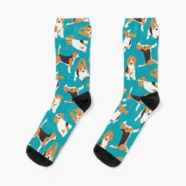 

Beagle Scatter Blue Crew Socks Women Mens Black Best Knee High Ankle