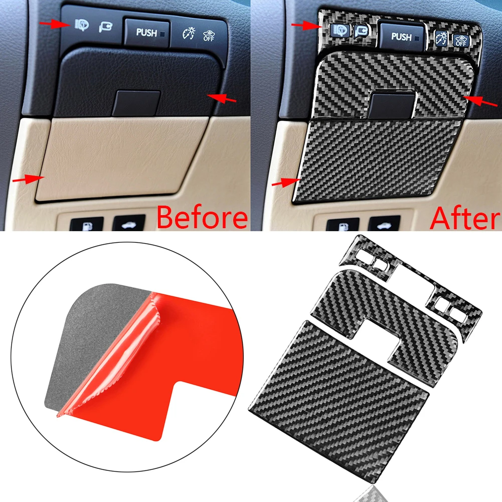 

3Pcs Real Carbon Fiber Car Rear Trunk Switch Frame Panel Cover Trim Sticker For Lexus GS300/350/430/450h/460 2006-2011