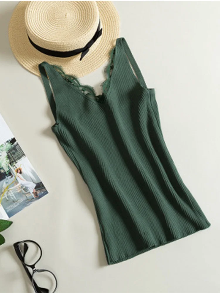 Женская трикотажная блуза с цветочным кружевом V-образным вырезом