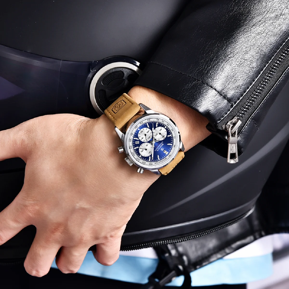 

BENYAR New Sport Men Quartz Wrist Watch Top Brand 42MM Military watch Luxury Chronograph 30M Waterproof Men Clock reloj hombre