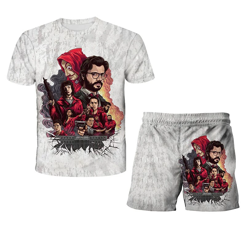 

2022 Boys and Girls Fashion 3D Printing Short Sleeve Shorts Suit Sweat Absorbing Quick Dry Super Comfortable Baby T-Shirt 4-14T