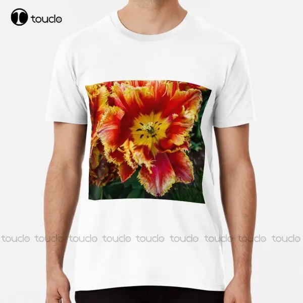 

Fire Flower Premium Flower Tulips Holland Netherlands Keukenhof T-Shirt Teacher Shirt Breathable Cotton Gd Hip Hop New Popular