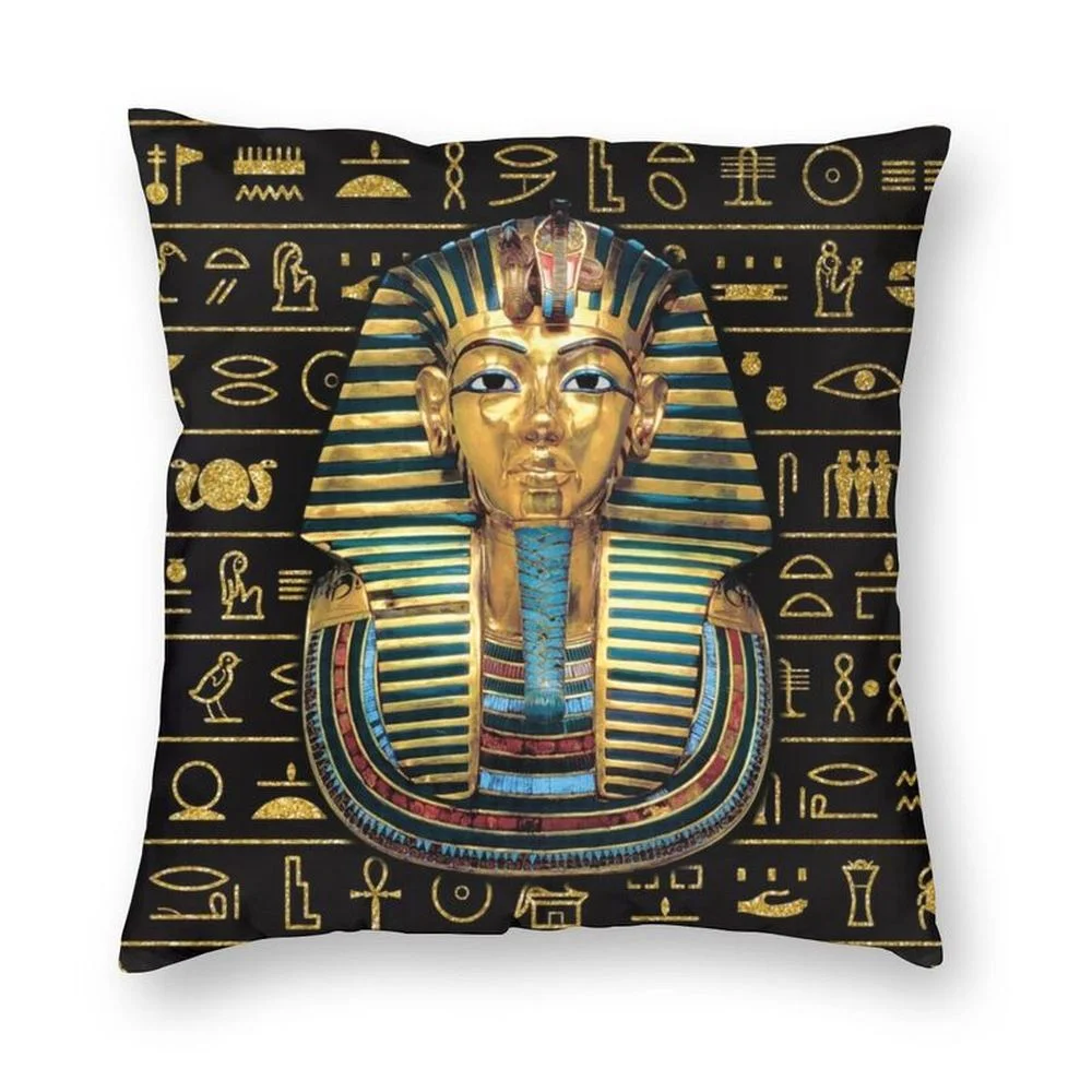 

Ancient Egyptian Pharaoh Hieroglyphs Square Throw Pillow Case Home Decor 3D Two Side Print Egypt Culture Cushion Cover for Car