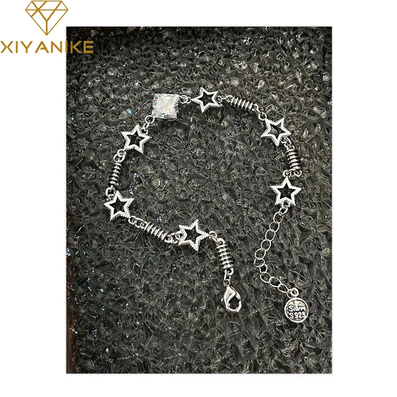 

XIYANIKE Sweet Zircon Star Charm Chain Bracelet For Women Girl Trendy Fashion New Jewelry Friend Lady Gift Party pulseras mujer