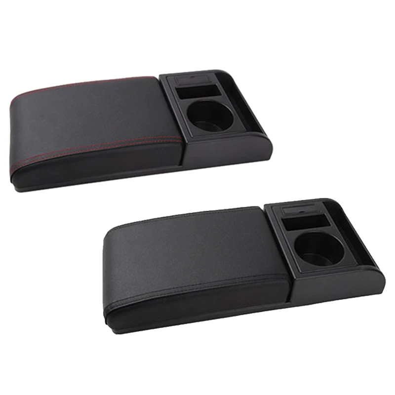 

Car Universal Pu Leather Armrest Cup Holder Storage Box Soft Elbow Support Cushion Movable Armrest Pad