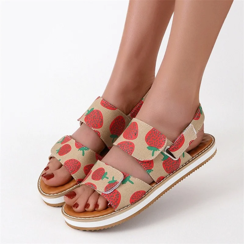 

2022 Women's Sandals Open Toe Sandals Peep Toe Plus Size Flat Sandals Ladies Summer Beach Sandals No Laces