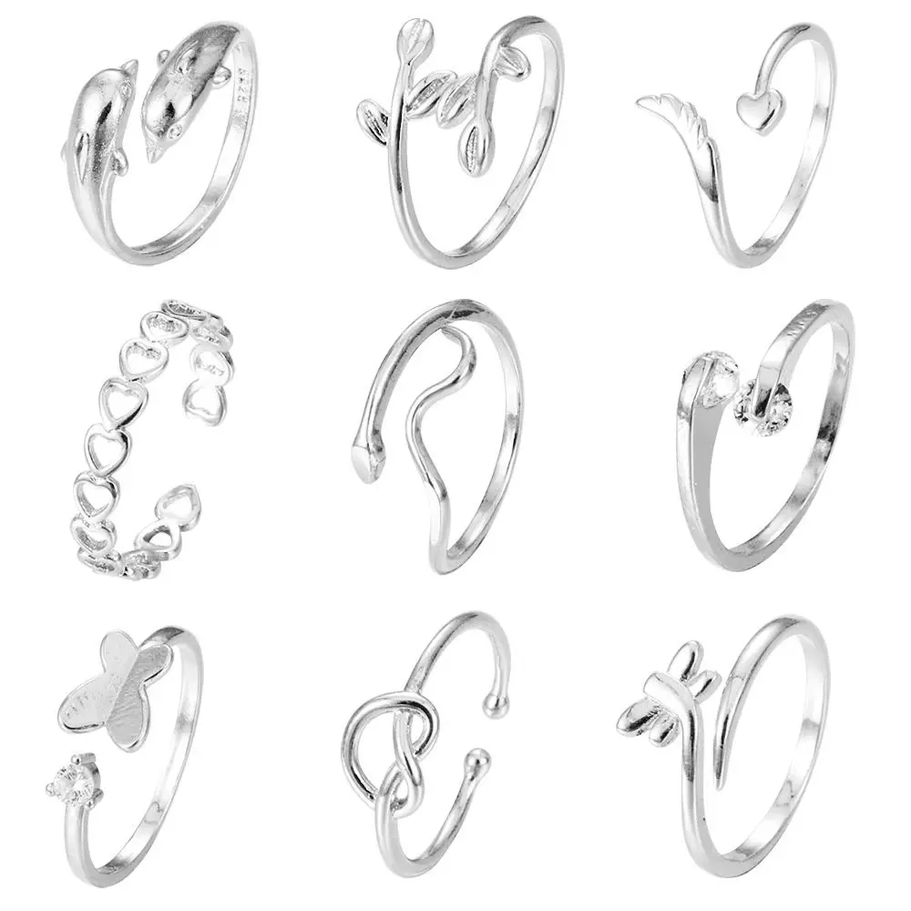 Фото Sweet Vintage Heart Toe Rings Alloy Hollow Out Butterfly Foot Ring Set Overlay Bohemian Crystal Finger Ring Girls №2
