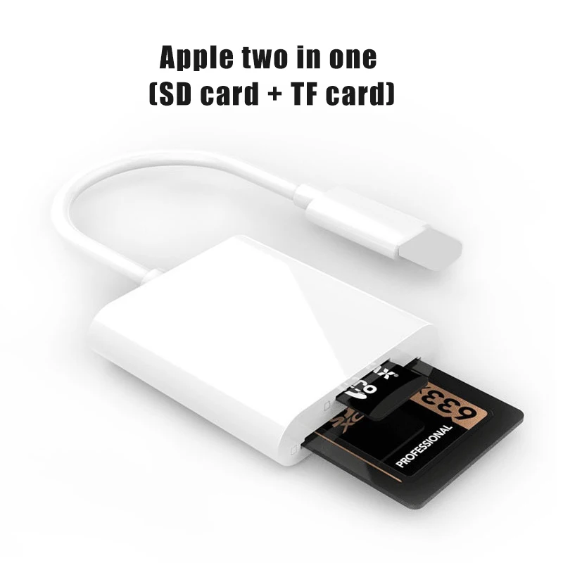

Адаптер для карт памяти SD/TF 2 в 1 для iPhone 13, 12, 11, XS Max, 7, 8 Plus