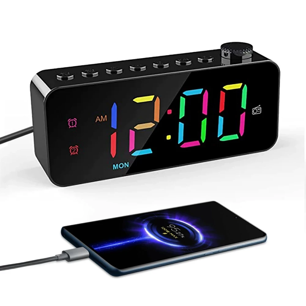 8 Colors Rgb Color Changing Table Digital Clock Sleep Timer 