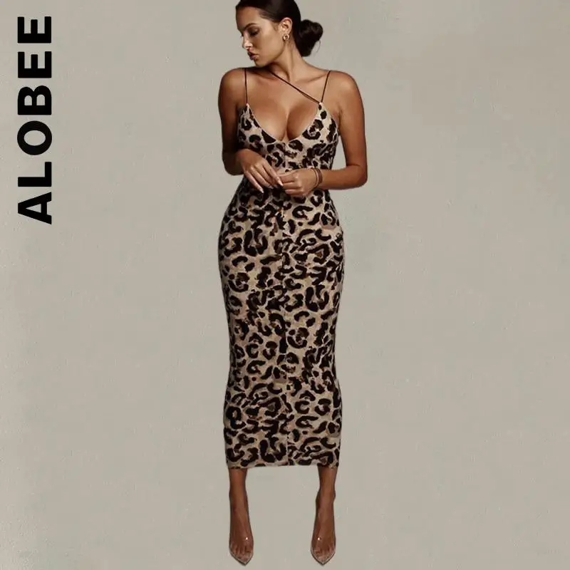 

Alobee Women Dress New Leopard Snake Print Dress Fashion Korean Girl Dresses Simple Basic Vestidos Clothing Female