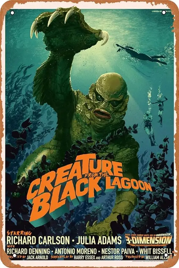 

Creature from The Black Lagoon Movie Poster Retro Metal Sign Vintage Tin Sign for Bar Man Cave Cafe Office Home Wall Decor