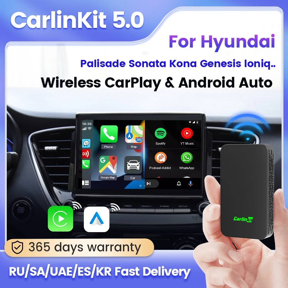 Carlinkit 5 0 Carplay беспроводной адаптер для Hyundai 2015-2022 Android автомобильный блок Box Plug &amp Play