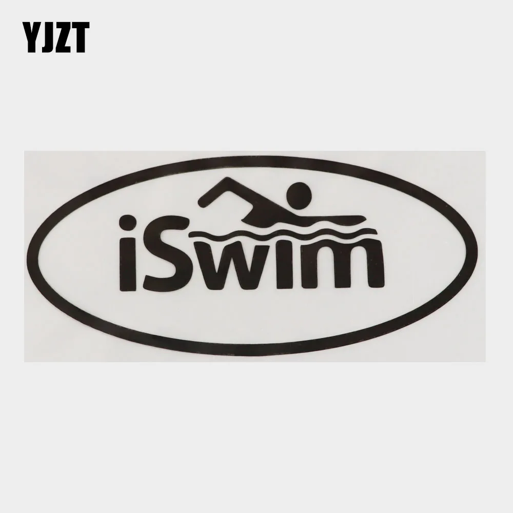 

YJZT 14,4 см × 6,4 см забавная наклейка Iswim наклейка на машину для триатлона виниловая черная/серебряная 10A-2020