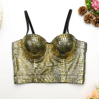 tube top womens camisole flashing snake pattern bronzing fashion slim small sling nightclub disco nightclub top