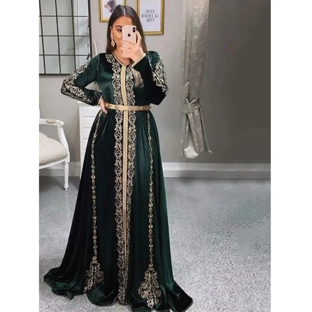 Kaftan For Women Muslin Abaya Wedding Fashion Long Sleeves Ramadan Islamic Dresses Dubai Moroccan Caftan Woman Female Clothing