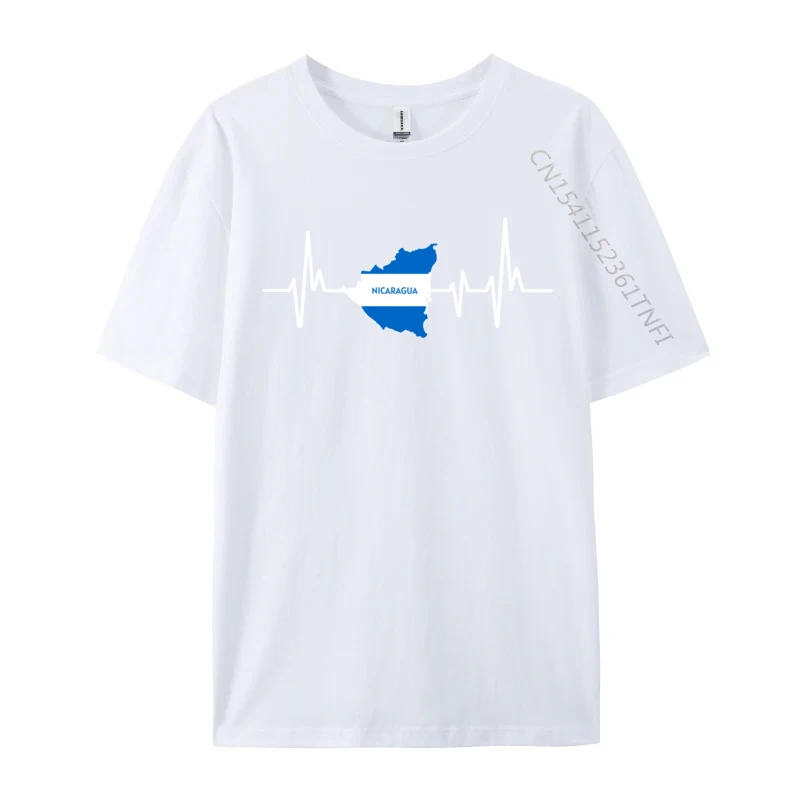 Heartbeat Design Nicaraguan Flag Nicaragua Family T Shirt Summer 2024 New Fashion Cotton Tops Printed Tshirts For Men