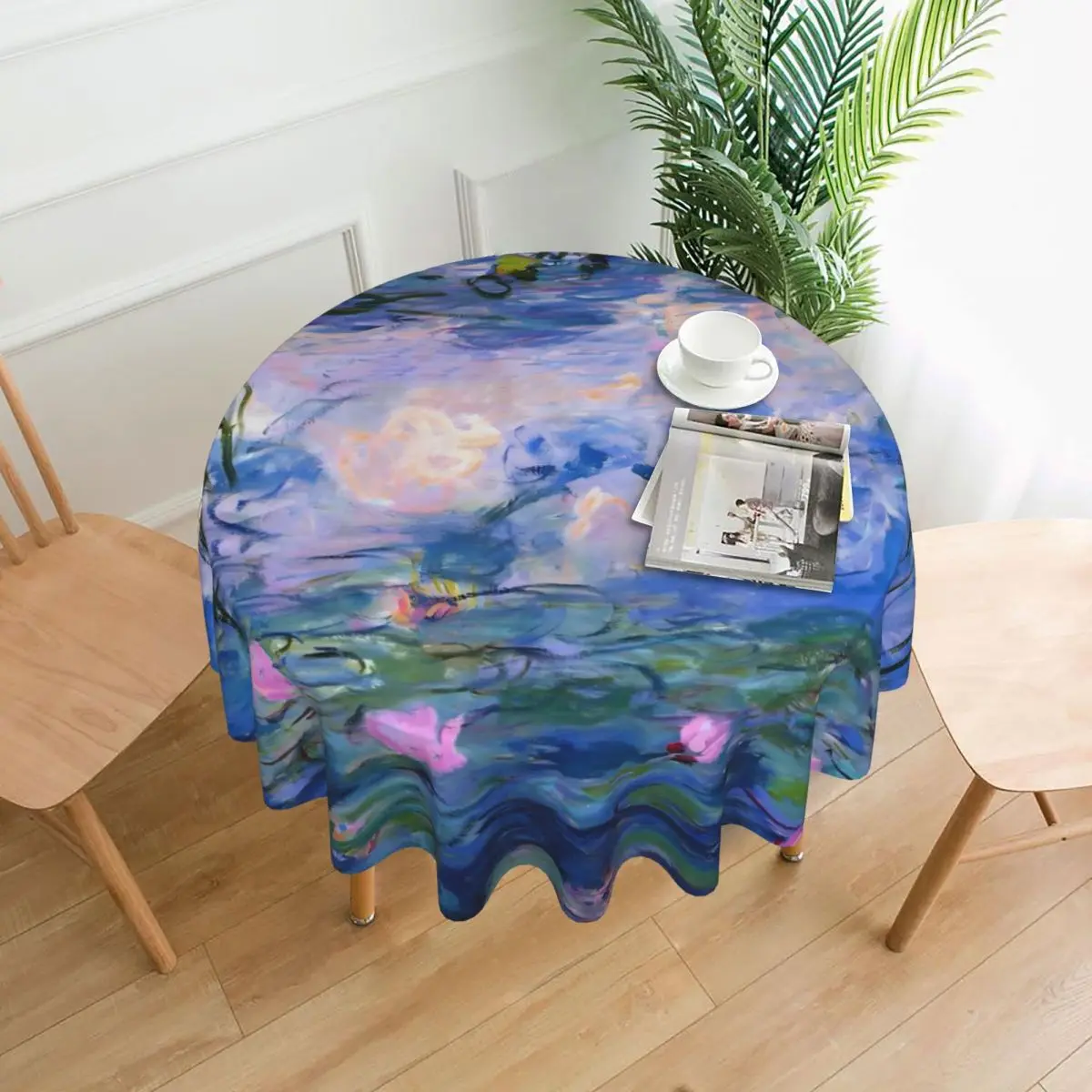 

Vintage Water Lily Tablecloth Claude Monet Kawaii Print Table Cover Dining Cheap Protector Polyester Table Cloth