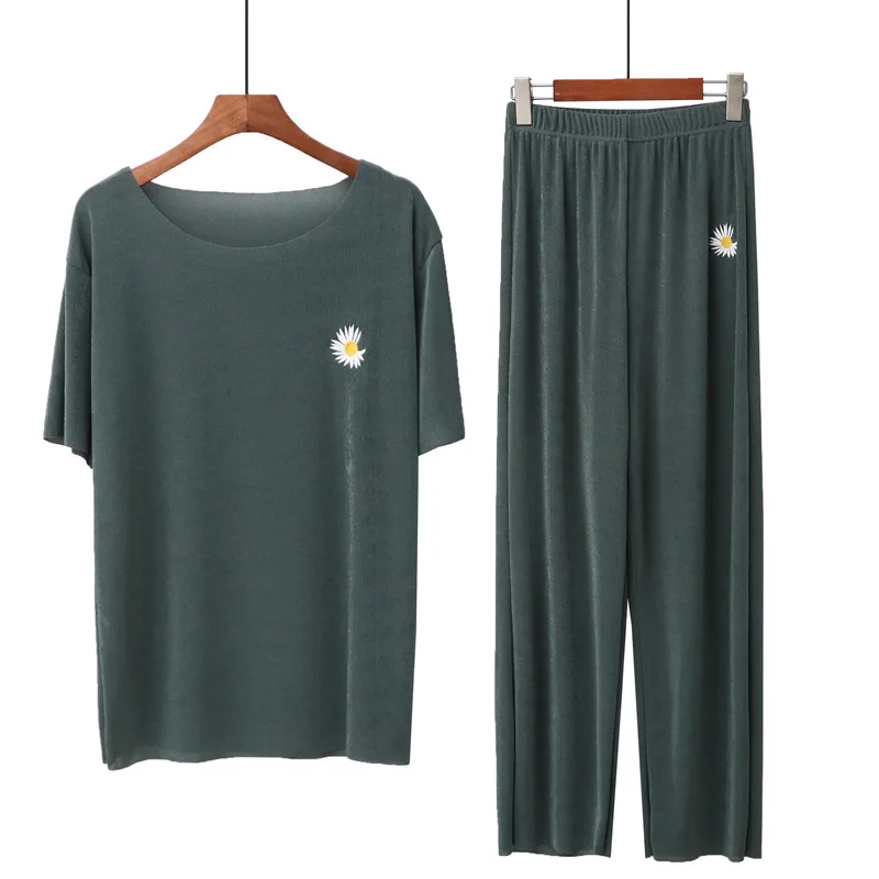 Summer Pajamas Set Sexy Sleepwear Women Pink Elastic Pyjama Women's Cool Cotton Print Short Sleeve Shirt 2022 Fashion Clothes