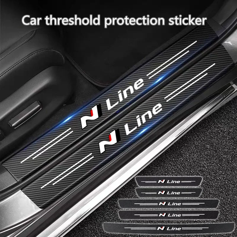 Фото Защитная наклейка на пороги автомобиля из углеродного волокна 60X7CM для Hyundai N Line Tucson IX35 SantaFe Elantra I10 I20 I30 I40 №2