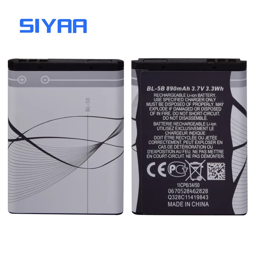 Аккумулятор SIYAA BL5B для Nokia 5300 5140 5320 5500 N80 N83 6120C 7360 3220 3230 5070 мАч BL 5B BL-5B литий-ионная
