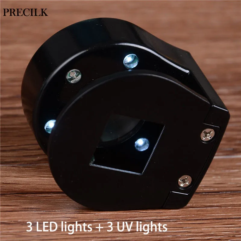 Металлическая Лупа с 3 светодиодными УФ-лампами лупа 30X увеличительное стекло