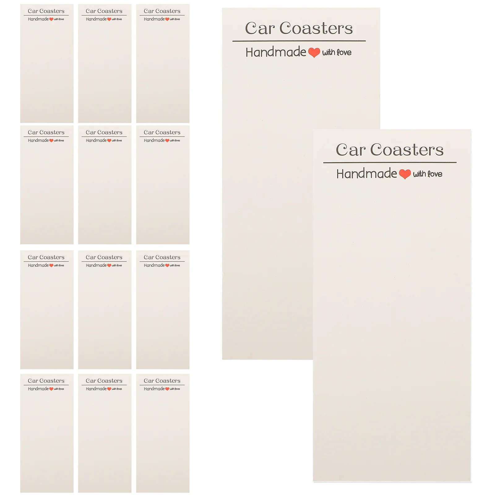 

100 Sets Car Coasters Display Cards Packing Bags Storage Paper Pouch Store Supplies With White