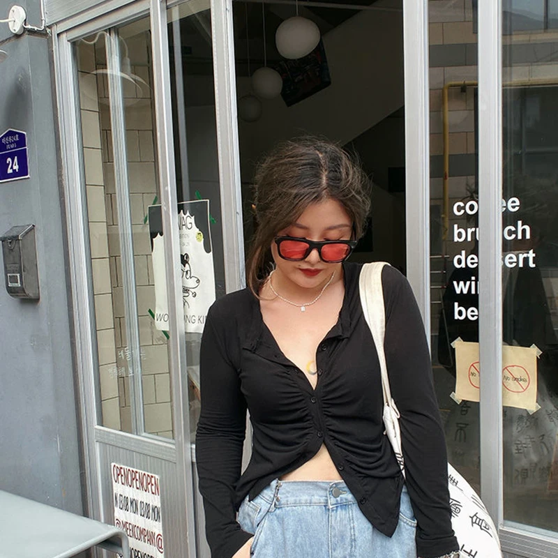 

Женский топ с V-образным вырезом и длинным рукавом, весна 2022