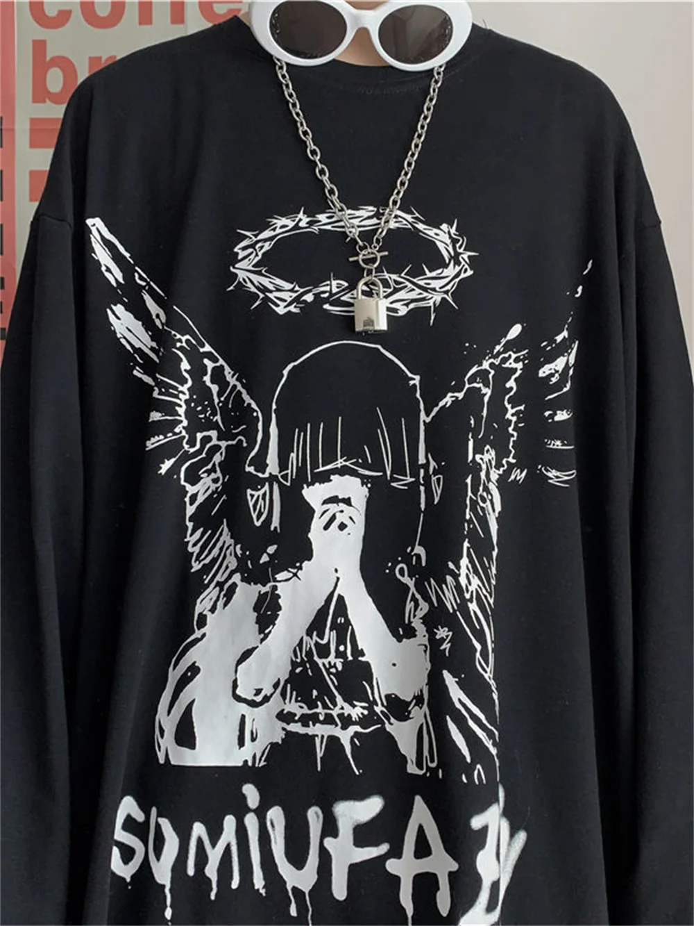 

Emo Egirl Gothic T-shirt Janpanese Cartoon Print Woman Harajuku Tee Fairy Grunge Mall Goth Tops Hip Hop Streetwear Alt Clothes