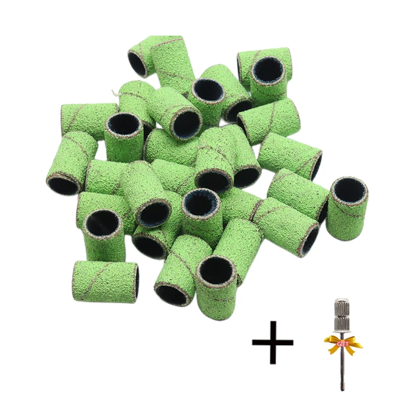

Green 80 120 180 240 Grit Cutter Zebra Sanding Bands Nail Drill Bits Foot Care Polishing Manicure Gel Polish Remover Replacement
