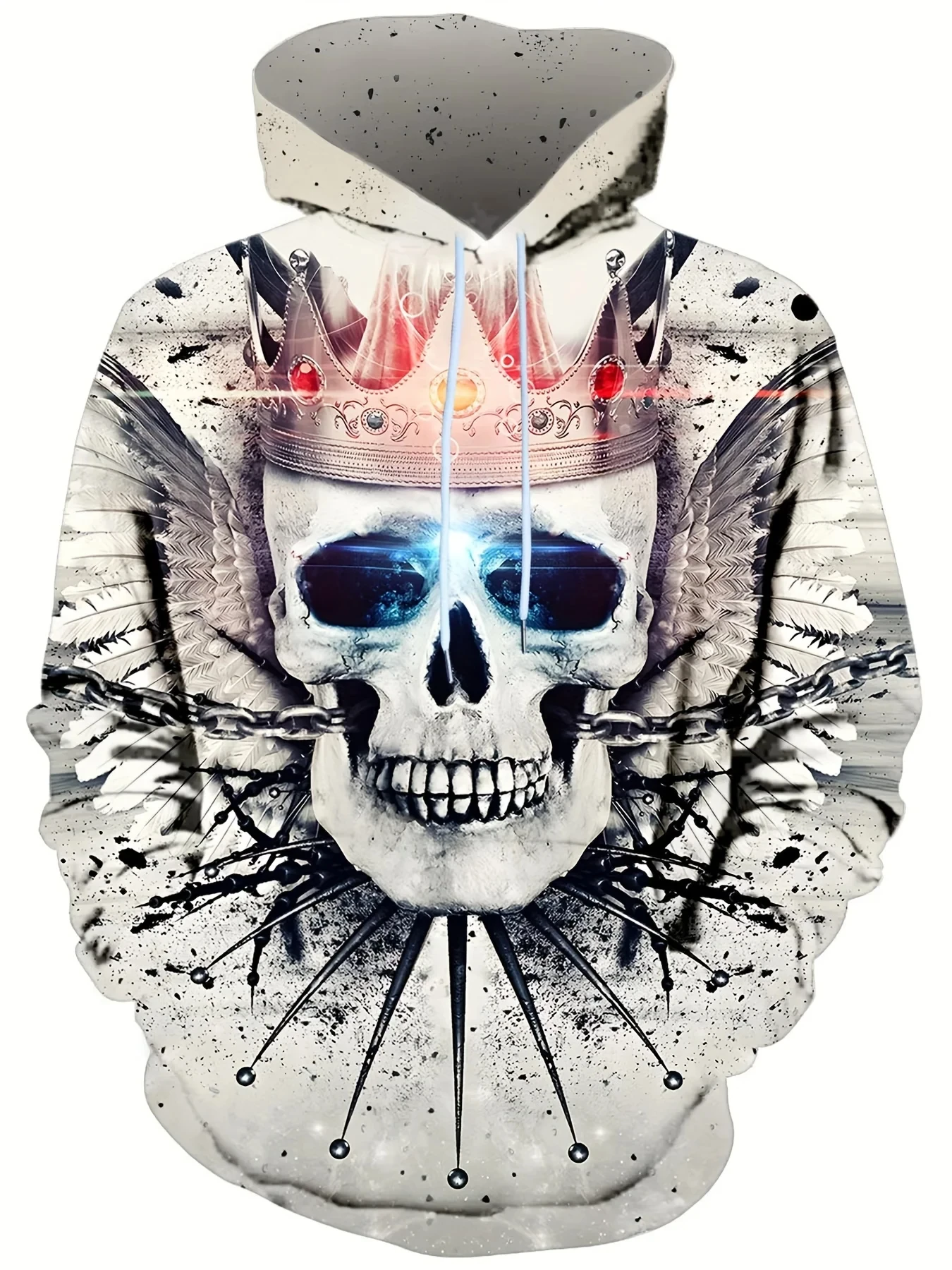 Мужская кофта с капюшоном 3D-принтом в виде черепа воротник удобная