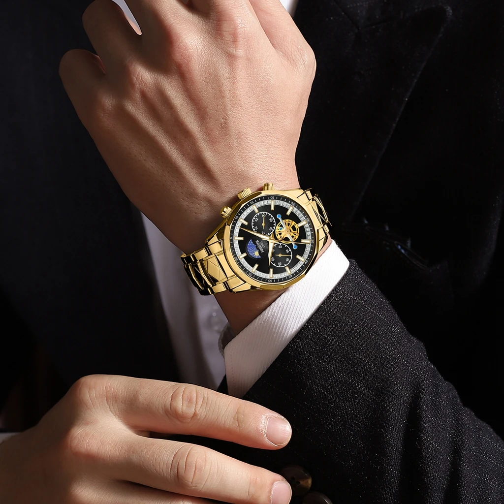 Роскошные Кварцевые часы NIBOSI 2024 для мужчин спортивные водонепроницаемые