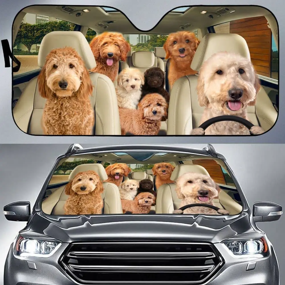 

Солнцезащитный козырек Goldendoodle для семейного автомобиля, золотистый козырек для семейного вождения в поездке, автомобильный солнцезащитны...