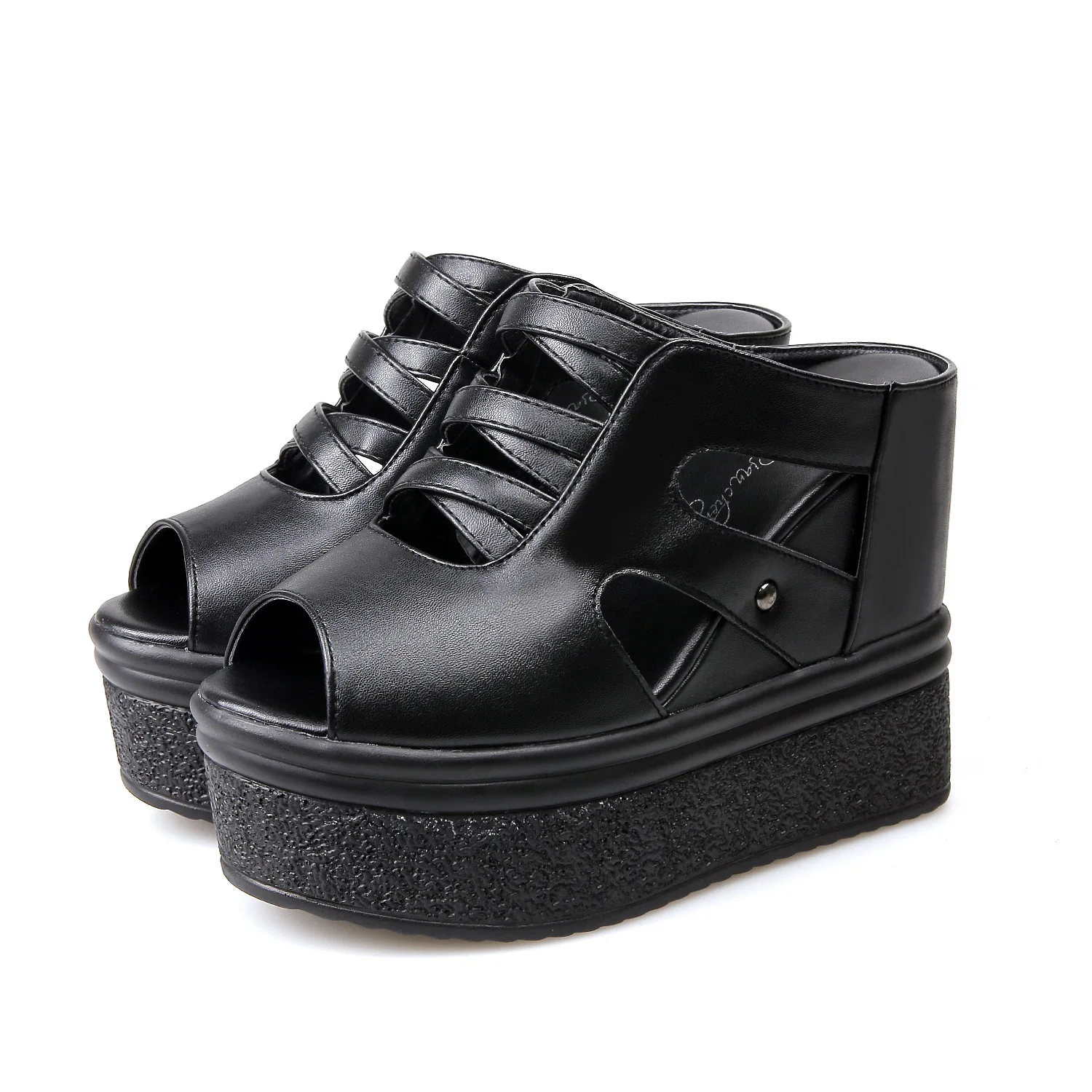 

Summer Super High-heeled Sandals and Slippers Wedge-heeled Slippers Thick-soled New Women's Shoes Fish Mouth Hollow Sandals