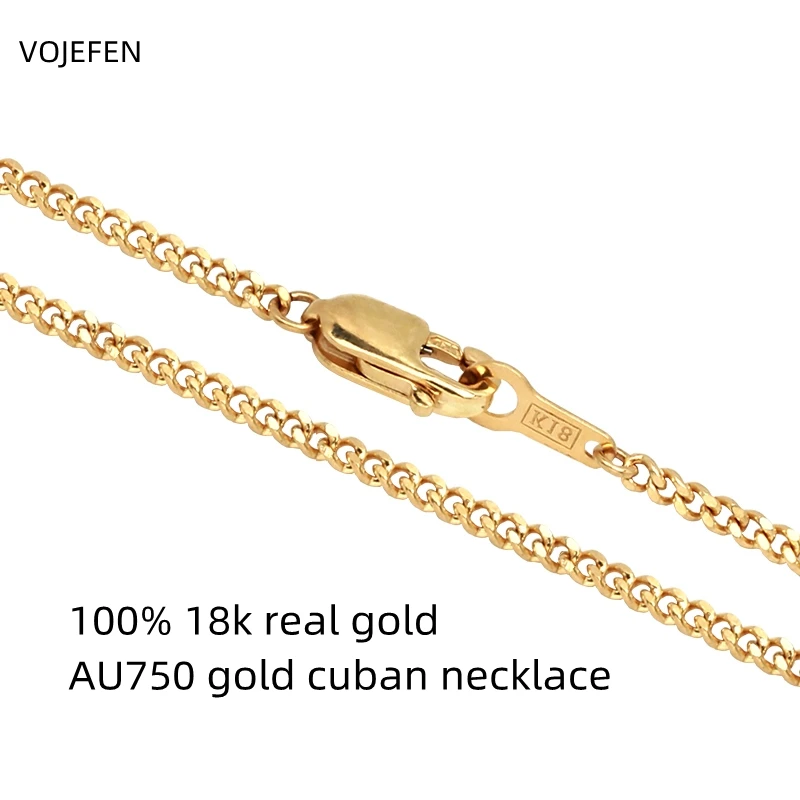

VOJEFEN 18K Gold Necklace Chains For Women/Men Original Cuban Link Chain Authentic AU750 Gold Luxury Quality Jewelry Choker 2023
