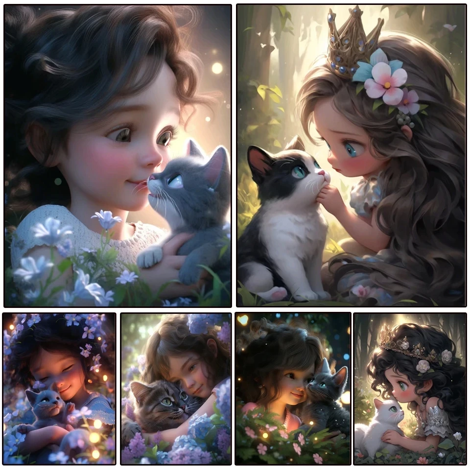 

DIY Diamond Painting New Arrival Girls and Cats 5D Embroidery Mosaic Art Cartoon Cross Stitch Handmade Home Decoration EE3790