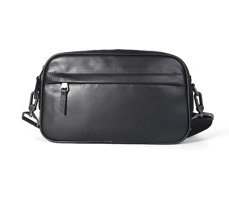 Fashion designer first layer cowhide men business black messenger bag daily outdoor weekend real cowhide shoulder messenger bag