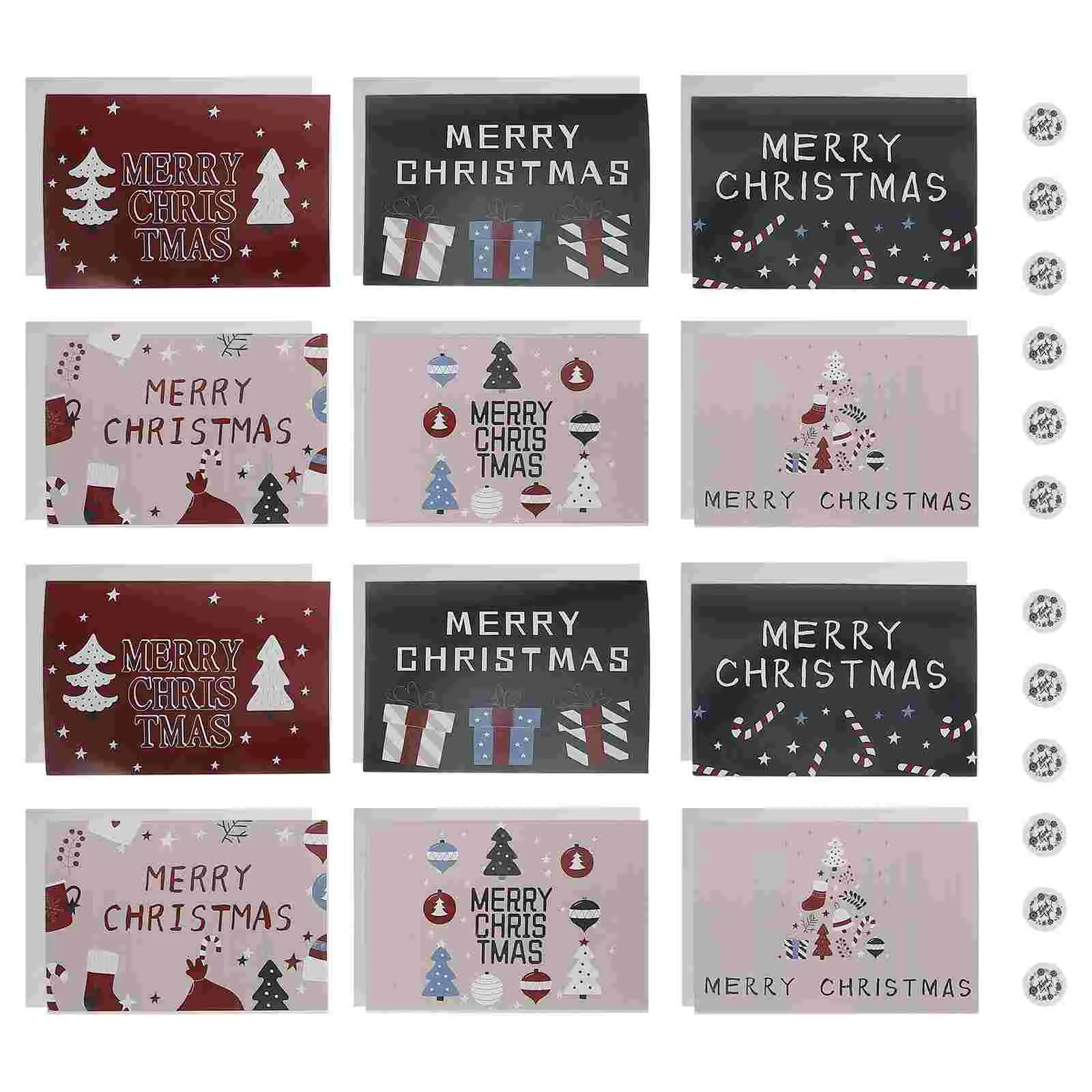 

12 Pretty Exquisite Greeting Cards Christmas Elements Cards for Message Leaving