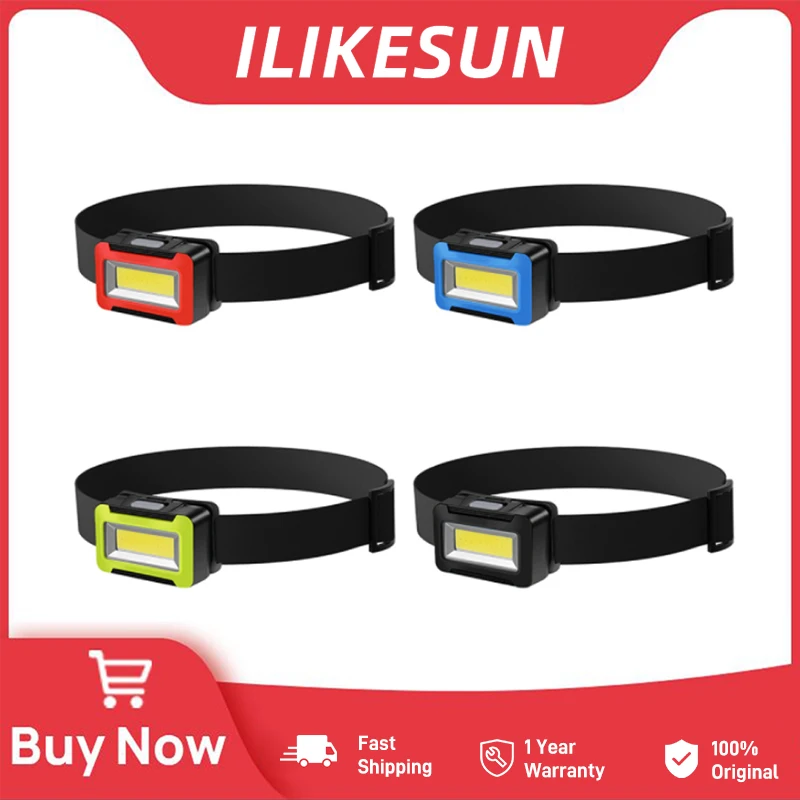 

ILIKESUN COB LED Headlamp Powered Headlight Head Flashlight 3 Modes Head Light Torch Portable Rotating for Camping Lantern