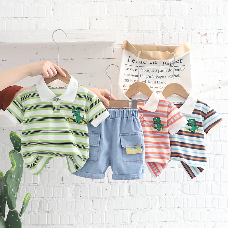 

FLCT-Baby Clothes Toddler Boy Clothes 0-5 - Years Old Summer Short-Sleeved Shorts Suit Baby Printed Shirt Two-Piece Suit
