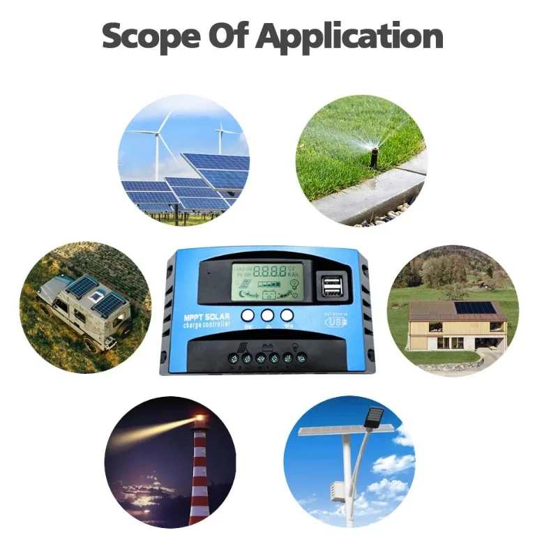 Контроллер Заряда Солнечной Батареи MPPT 30A/50A/80A/100A С ЖК-дисплеем 12 В 24