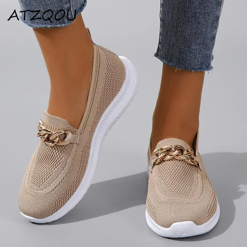 

Women Flats Comfy Casual Shoes Stylish Light Durable Breathable Loafers Slip-On Luxury Trend Classic Spring Female Sneakers