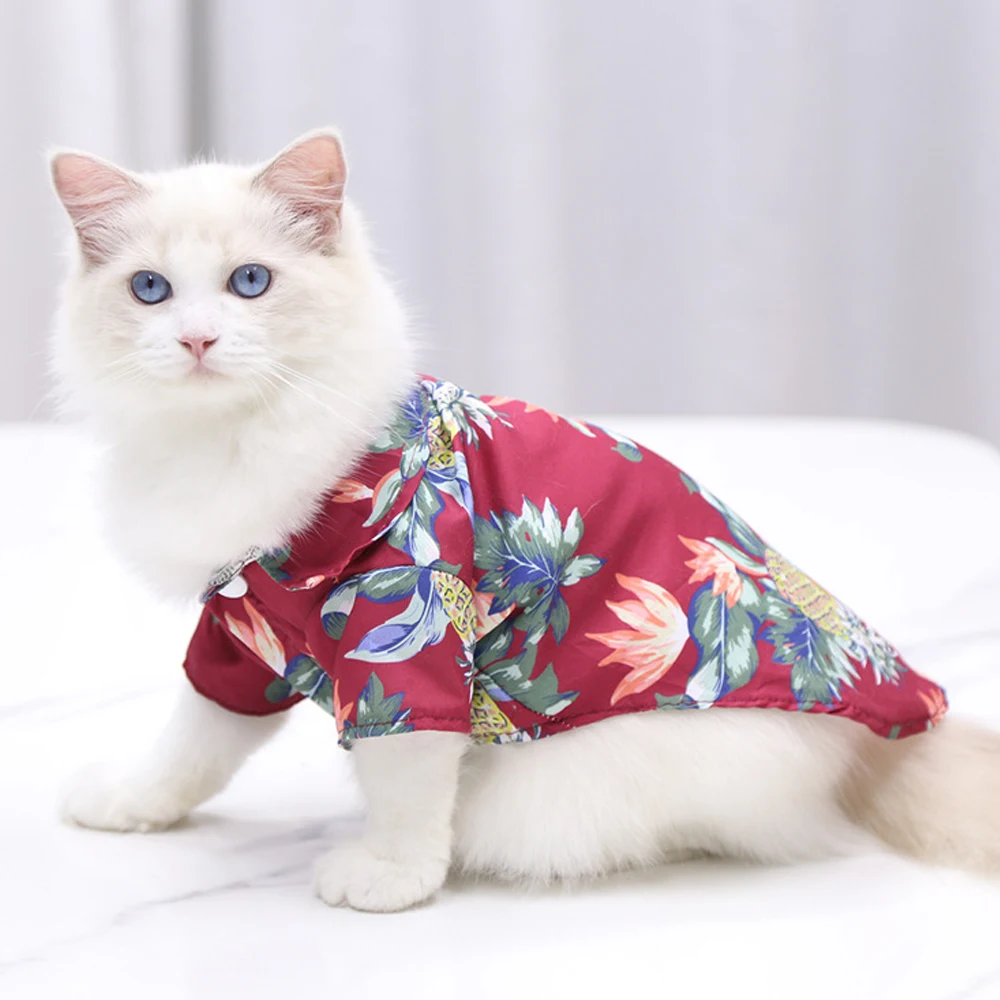 

Hawaiian Floral Dog Shirts Clothes Summer Beach Clothes Vest Pet Clothing Floral T-Shirt For Small Large Cat Chihuahua Apparels