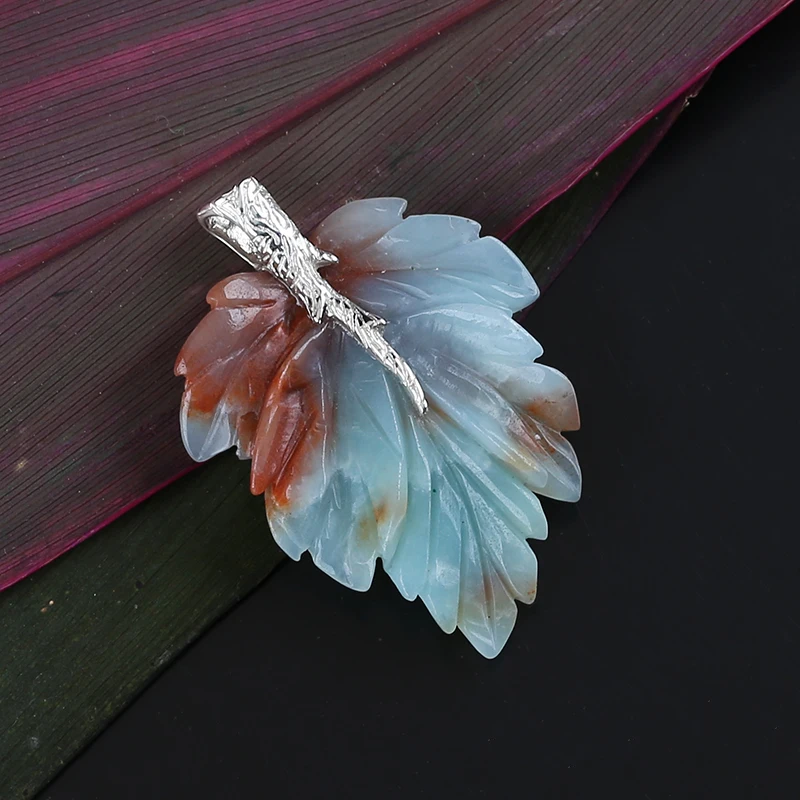 

Подвеска ручной работы из натурального драгоценного камня, зеленого авантюрина, серебро 925 пробы, 35x6 мм, 8,5 г