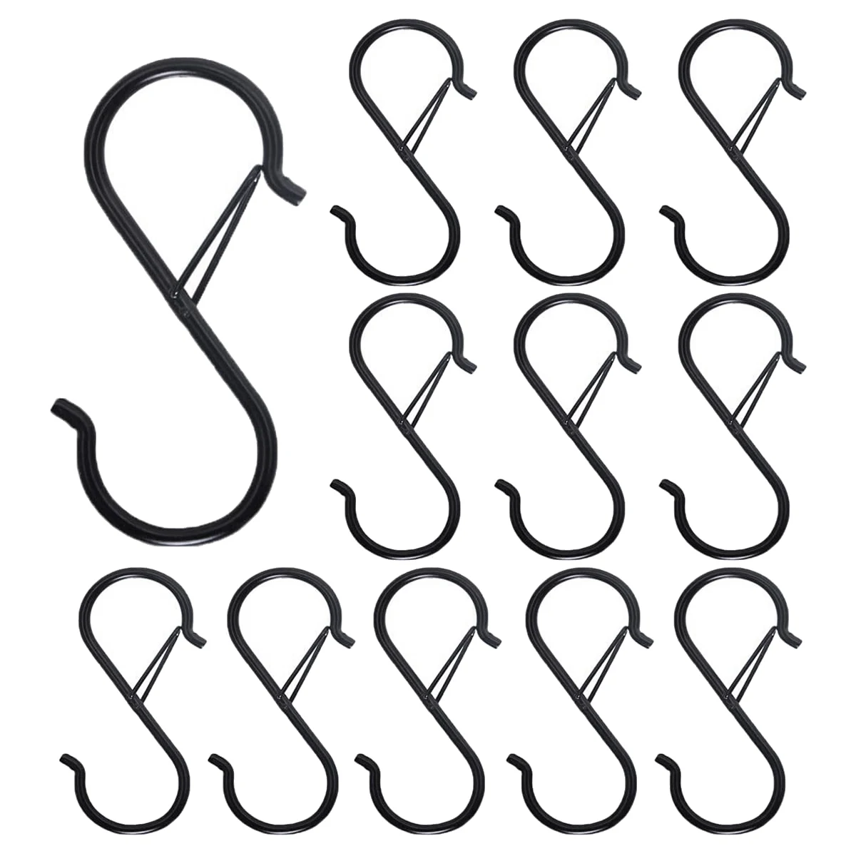 

12PCS S Hooks for Hanging - S Shaped Hooks for Kitchen Utensil and Closet Rod - Black S Hooks for Hanging Plants Pots