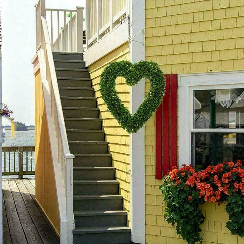 Акция! Садовые товары Topiary Boxwood Heart Door Hanging Love Home Decor | Венки и гирлянды