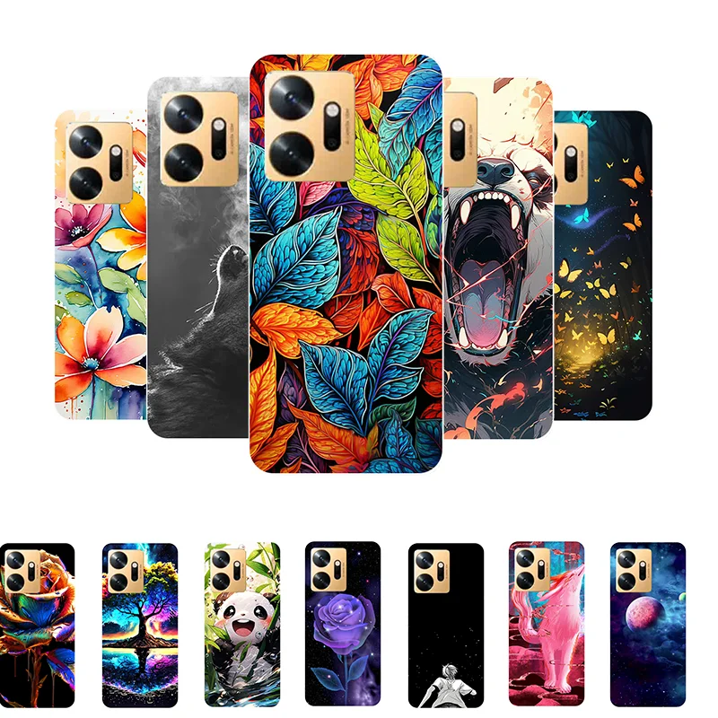 Чехол для Infinix Zero 20 X6821 Листья Панда Мягкая силиконовая задняя крышка Бампер Zero20