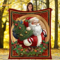 christmas blanket happy new year gift santa claus blanket lightweight warm blanket for bed couch sofa blanket for all seasons