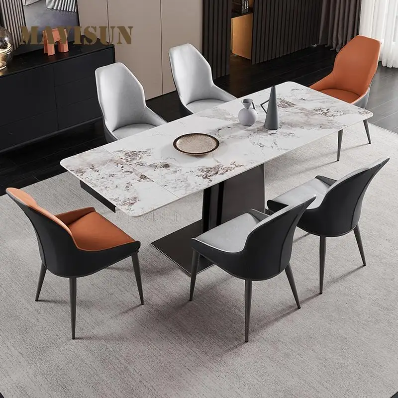 

Italian Minimalist Rock Plate Dining Table Modern Simple Light Luxury Household Dining Tables And Chairs Combination